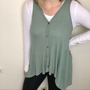 Francesca's Collection Waffle Knit Green Tank